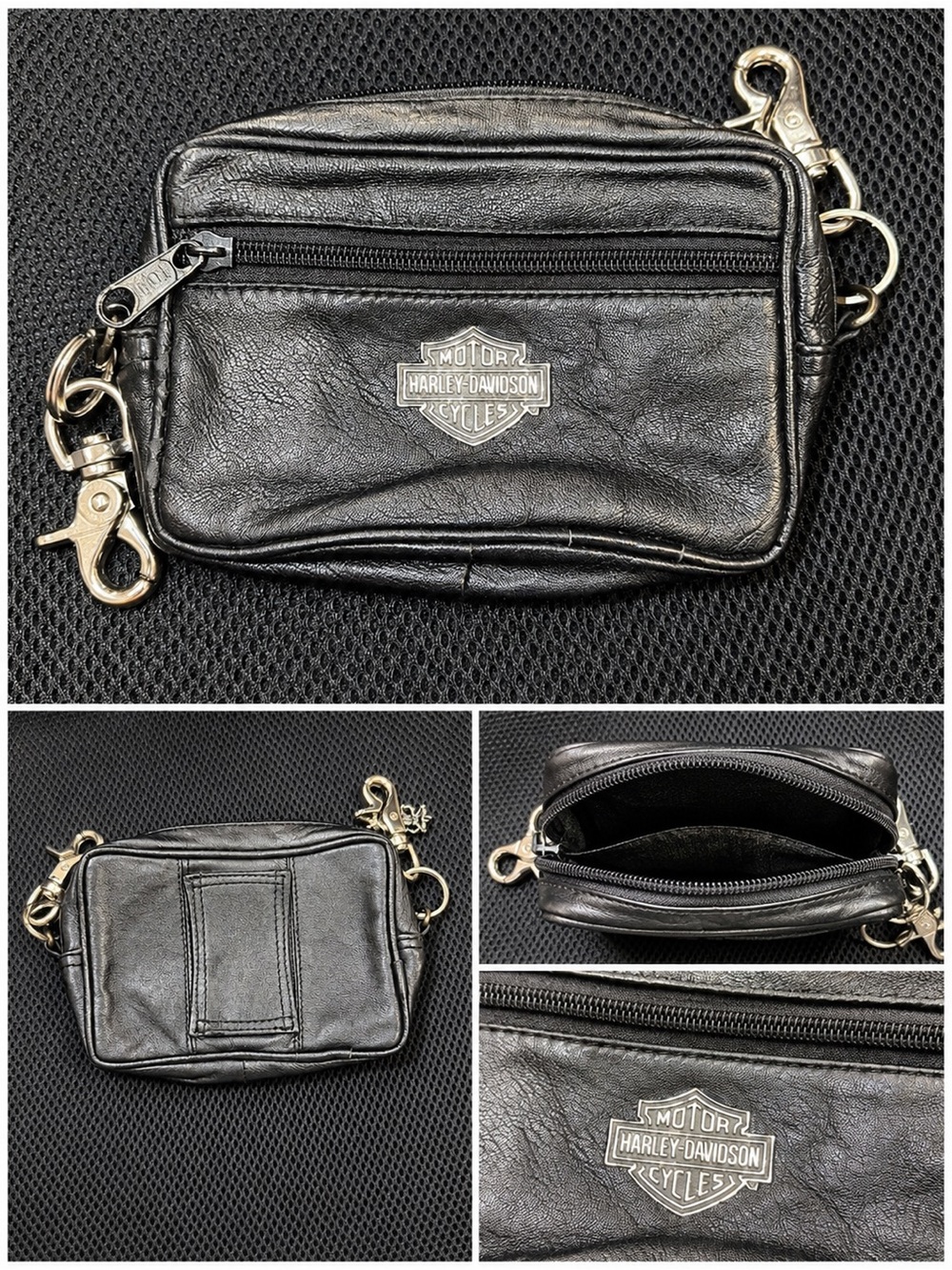 🔥 Vintage Harley-Davidson Genuine Leather Belt Wallet Key Clip Y2K